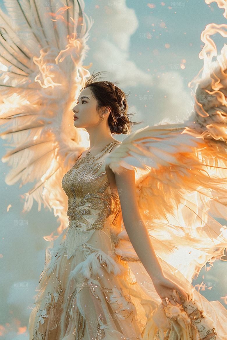 天使女神白色唯美摄影图