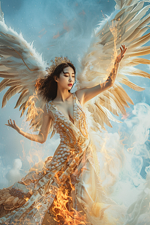 天使女神人物美女摄影图