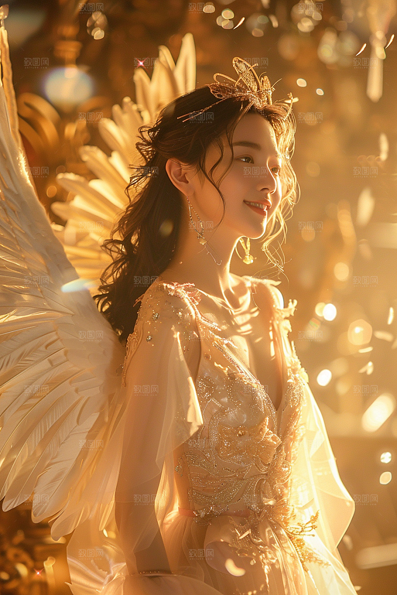天使女神唯美白色摄影图