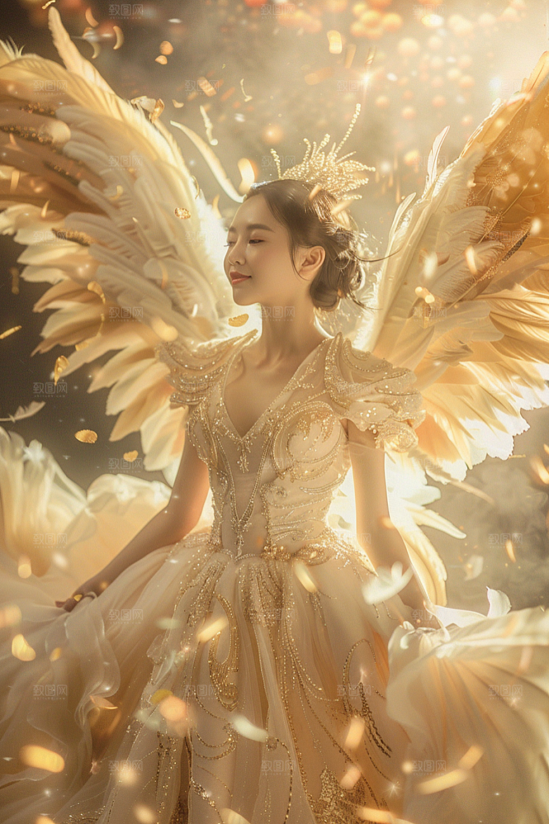 天使女神白色纯洁摄影图