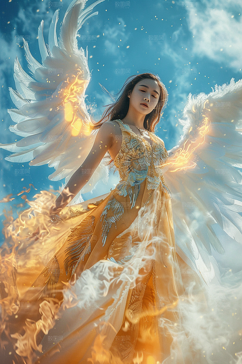 天使女神白色美女摄影图