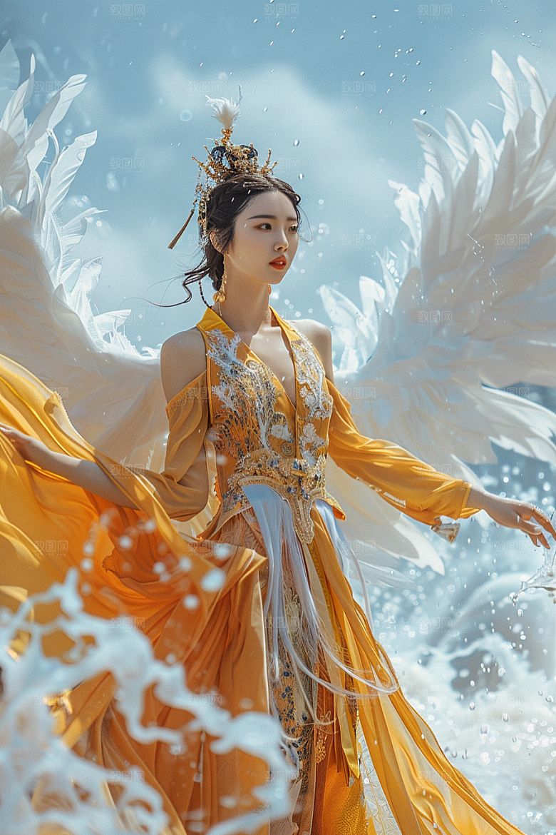 天使女神清新白色摄影图