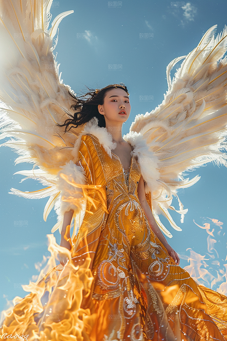 天使女神写真白色摄影图