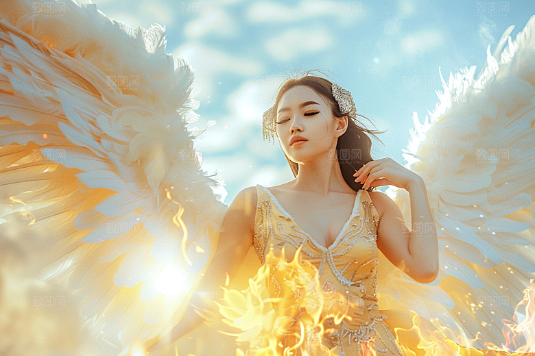 天使女神人物肖像摄影图
