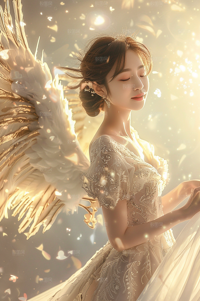 天使女神美女清新摄影图