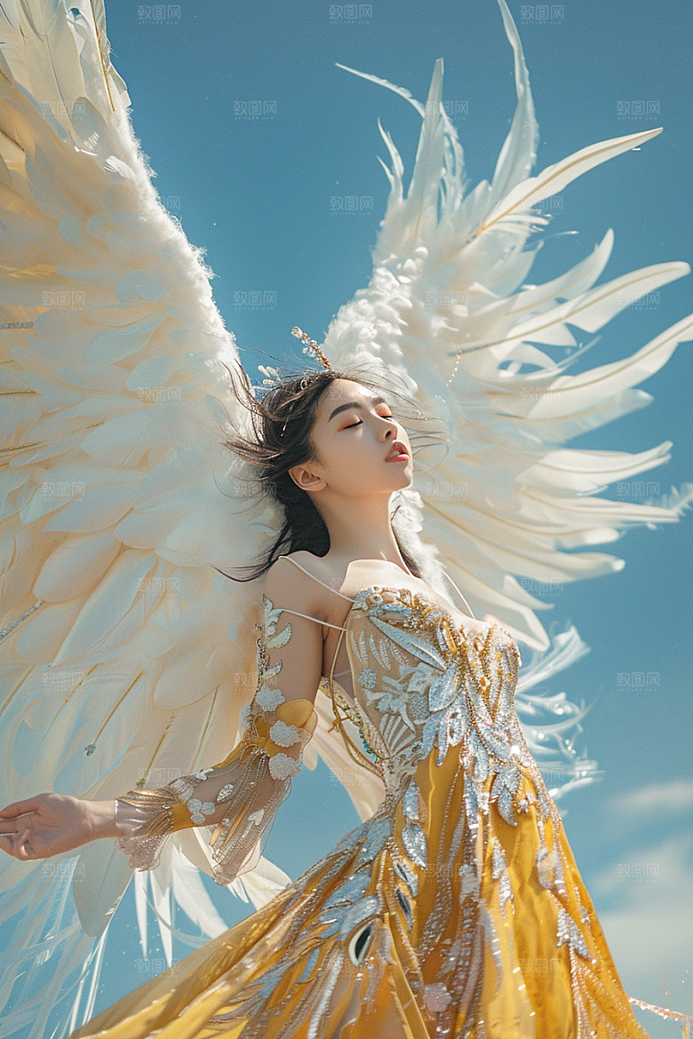 天使女神肖像写真摄影图