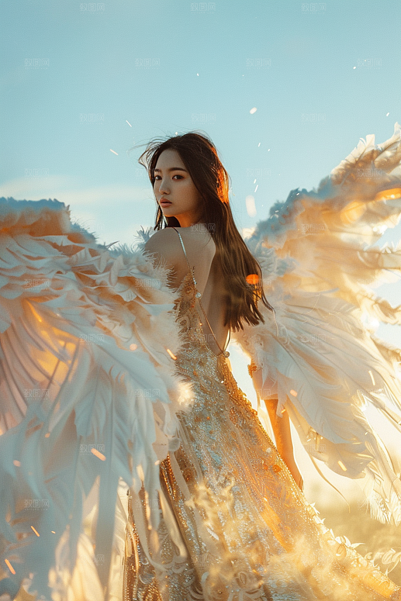 天使女神白色梦幻摄影图