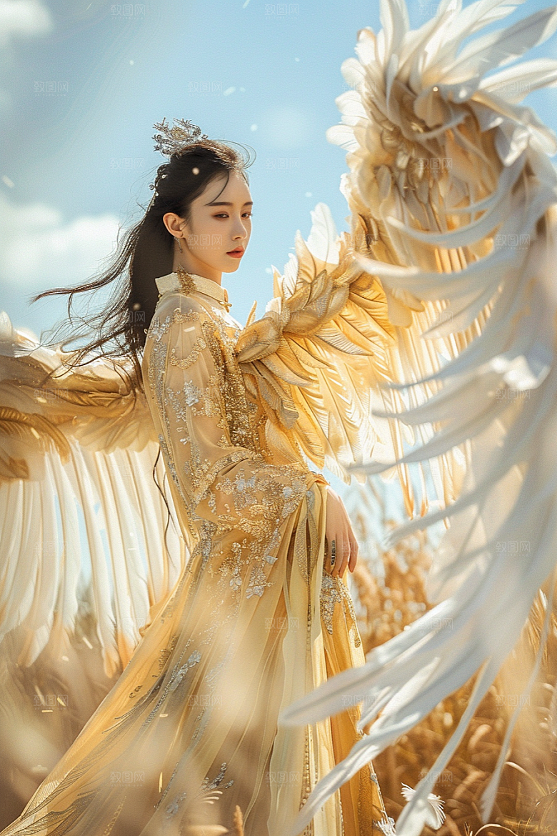 天使女神纯洁白色摄影图