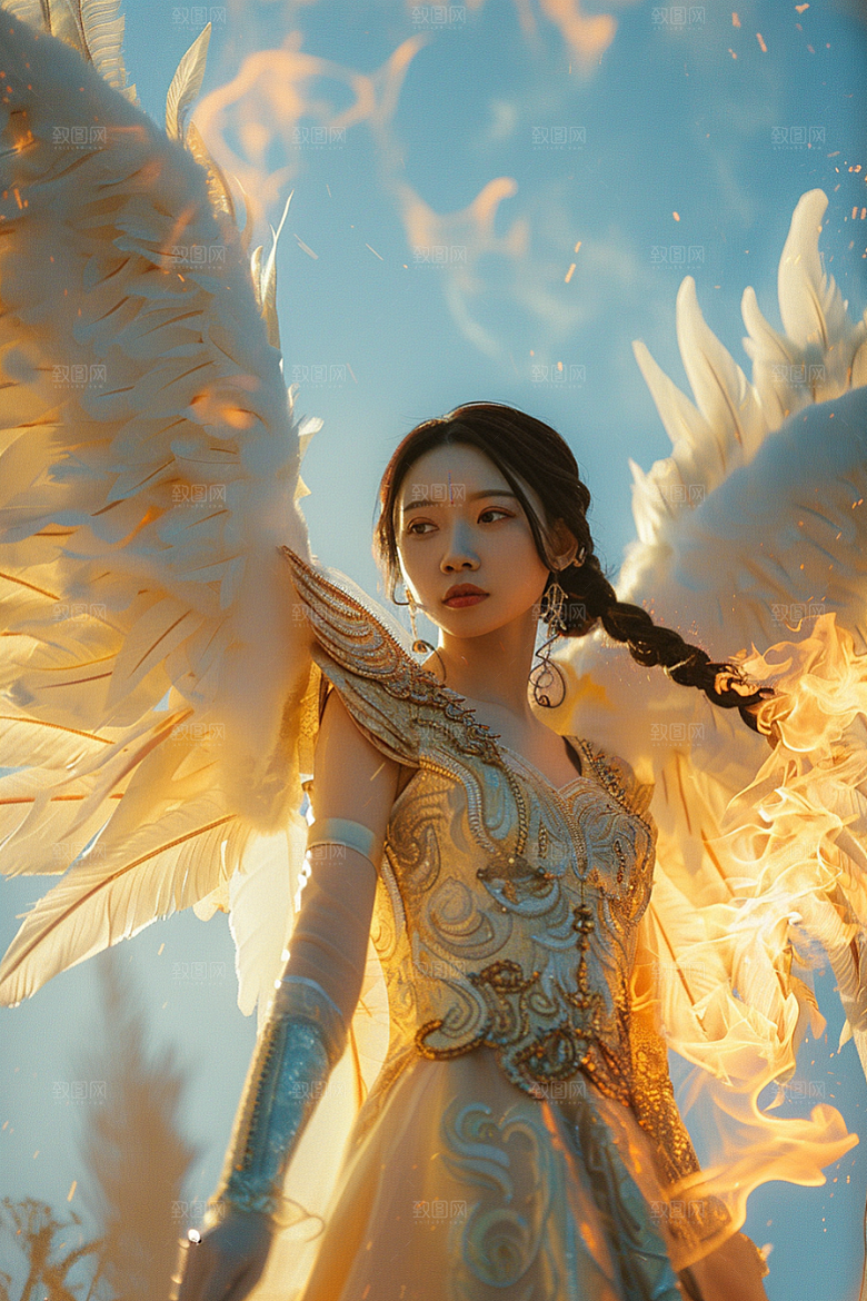 天使女神白色纯洁摄影图