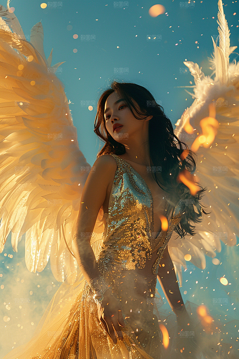 天使女神白色梦幻摄影图