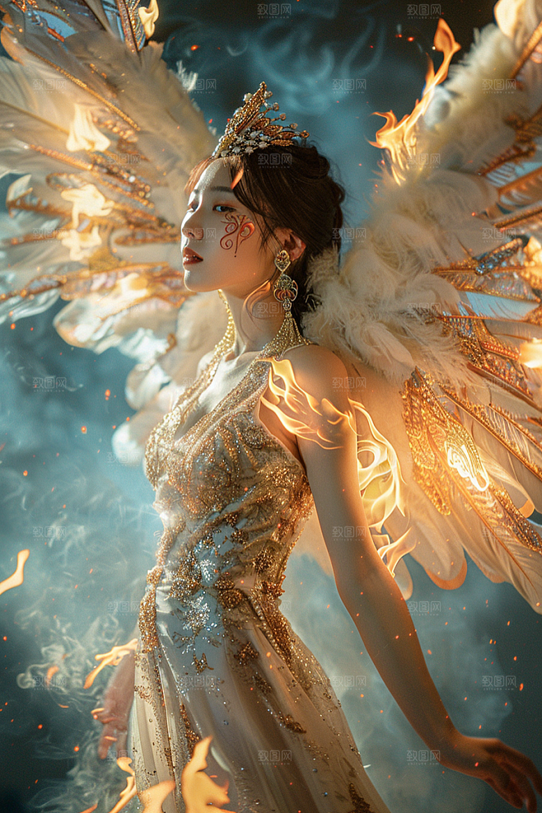 天使女神白色纯洁摄影图