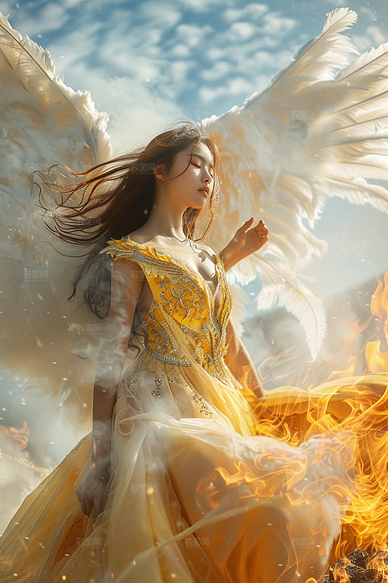 天使女神梦幻白色摄影图