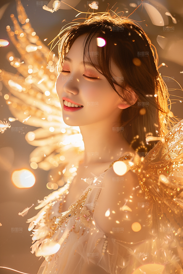天使女神白色美女摄影图