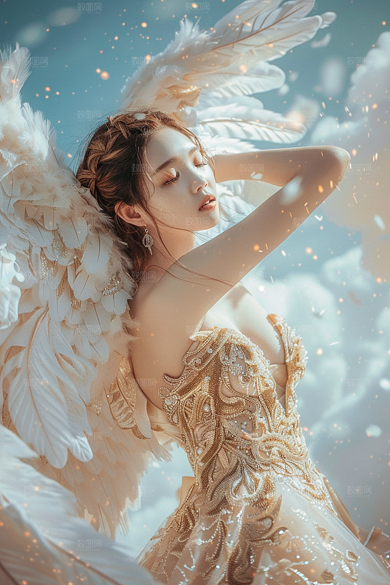 天使女神白色梦幻摄影图