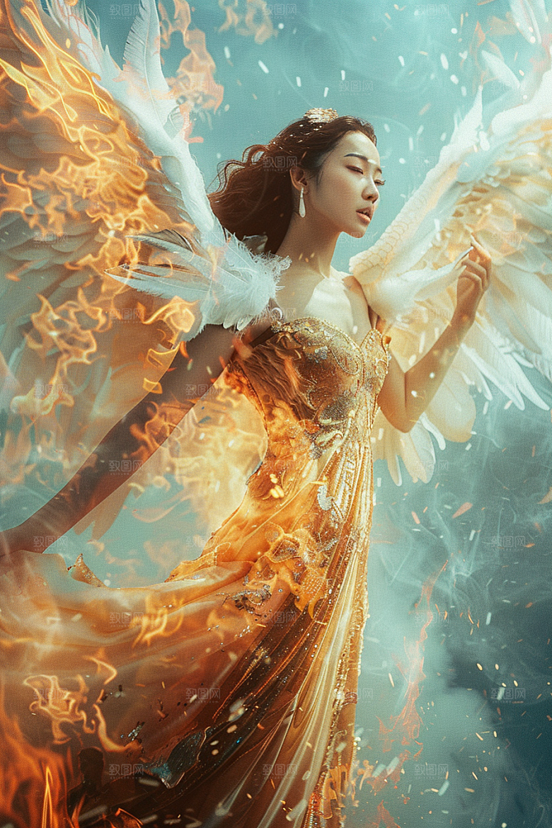 天使女神白色肖像摄影图