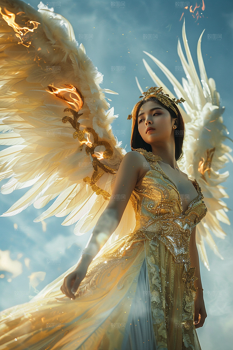 天使女神羽毛翅膀仙女摄影图
