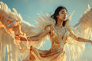 天使女神白色人物摄影图