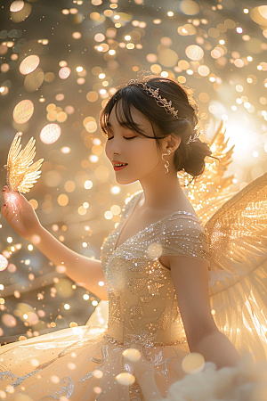 天使女神清新美女摄影图