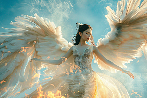 天使女神人物美女摄影图