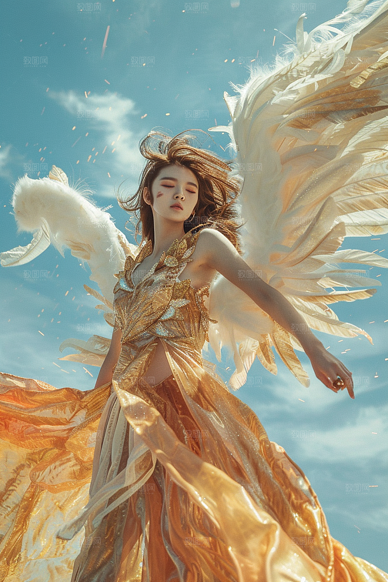 天使女神唯美白色摄影图