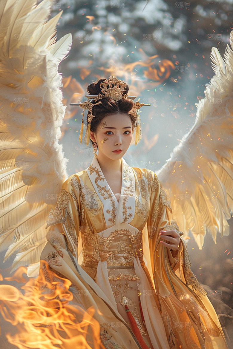 天使女神肖像清新摄影图