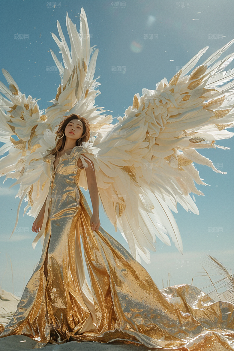 天使女神羽毛翅膀仙女摄影图