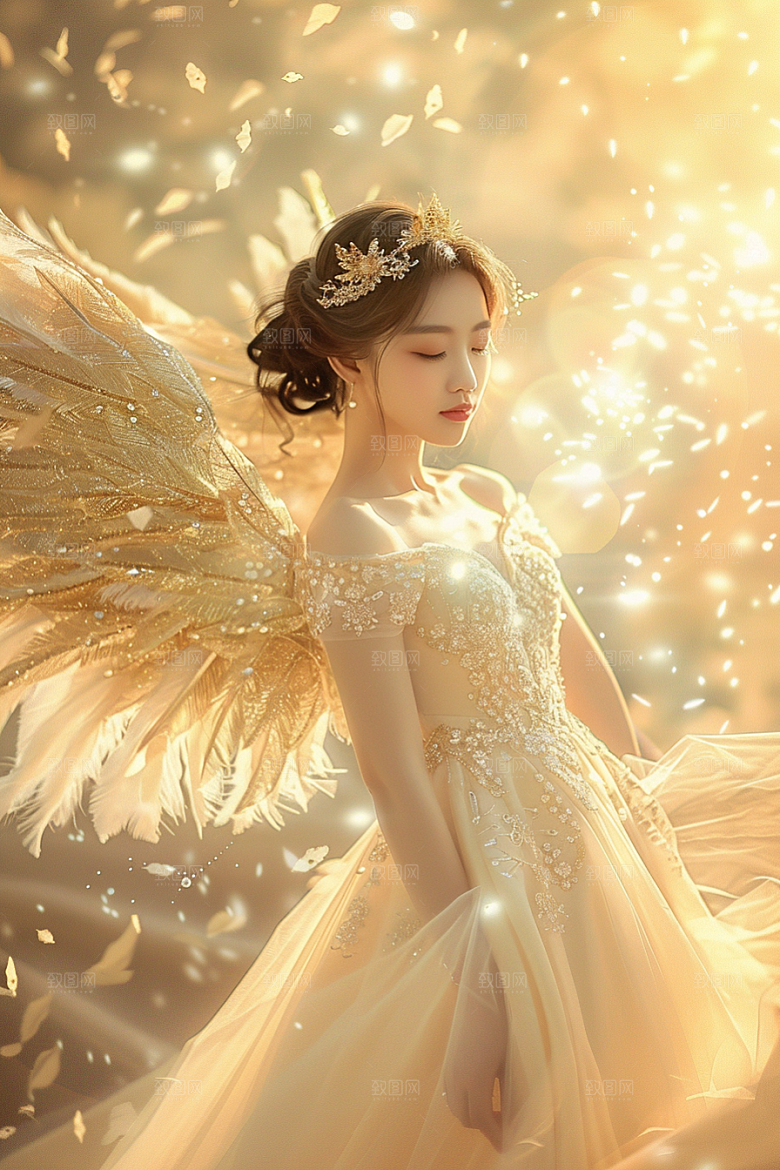 天使女神清新唯美摄影图