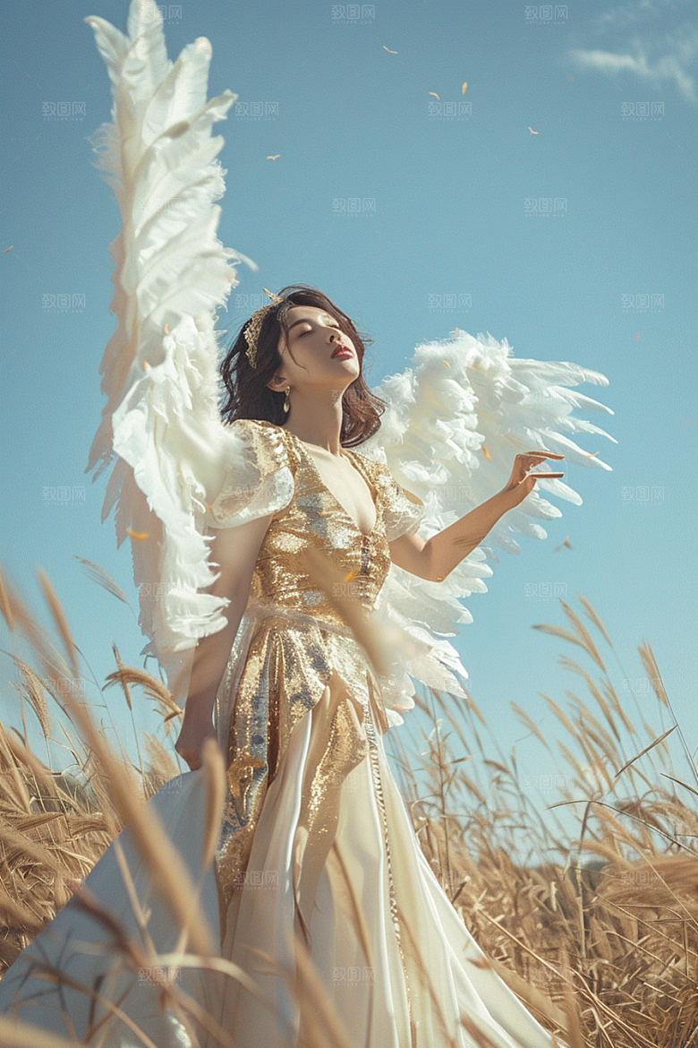 天使女神白色唯美摄影图