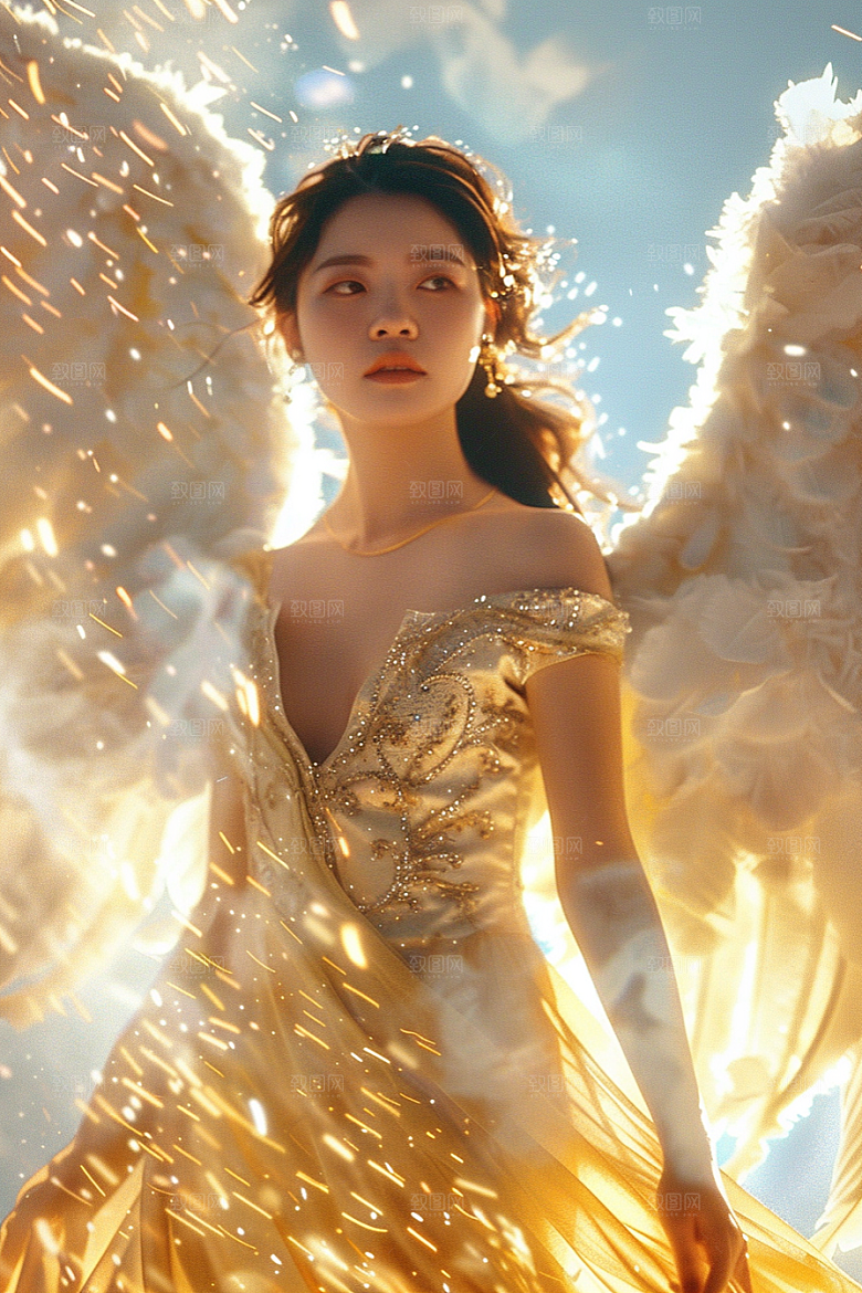 天使女神白色唯美摄影图