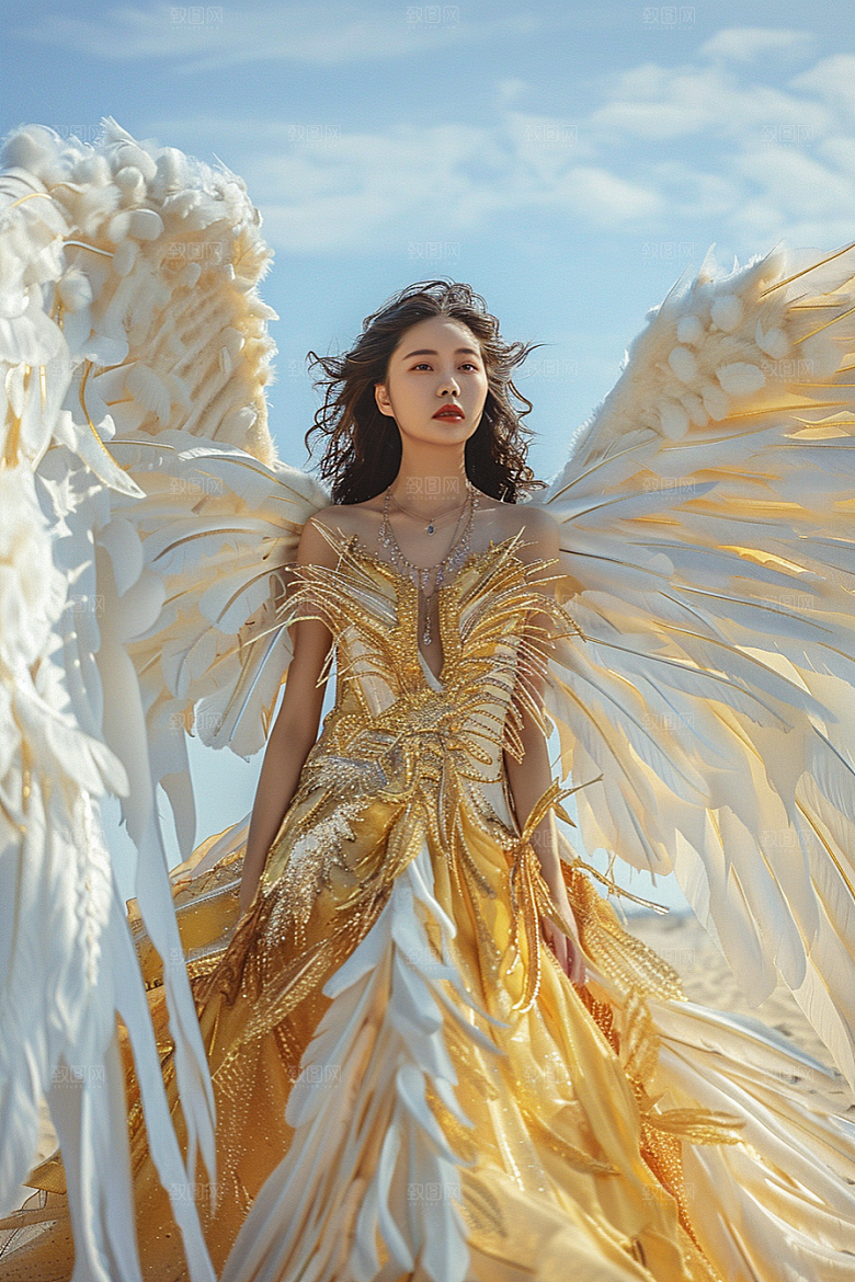 天使女神人物白色摄影图