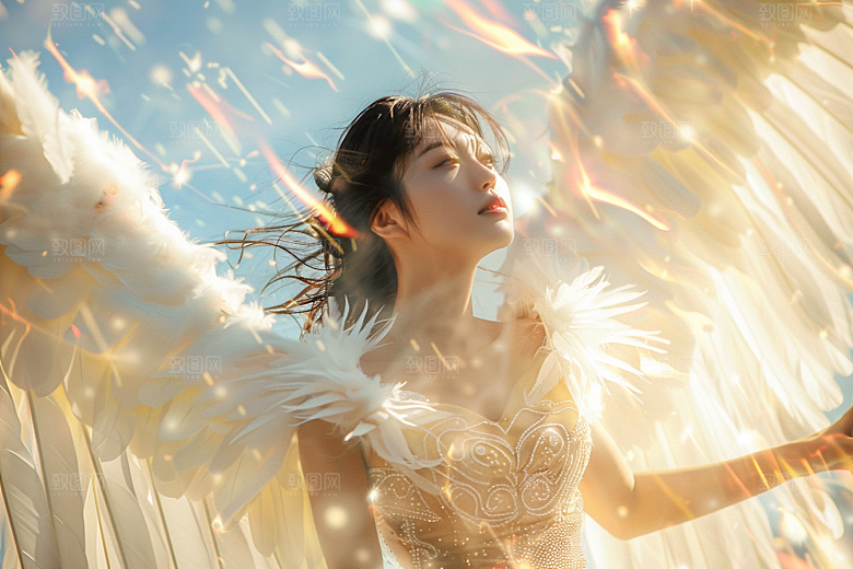 天使女神白色纯洁摄影图