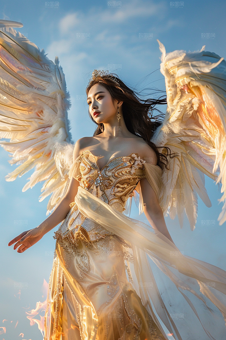 天使女神白色清新摄影图