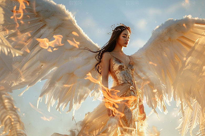 天使女神白色唯美摄影图