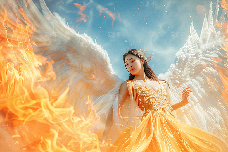 天使女神白色肖像摄影图