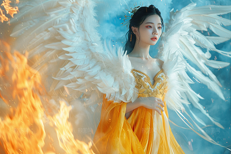 天使女神仙女羽毛翅膀摄影图