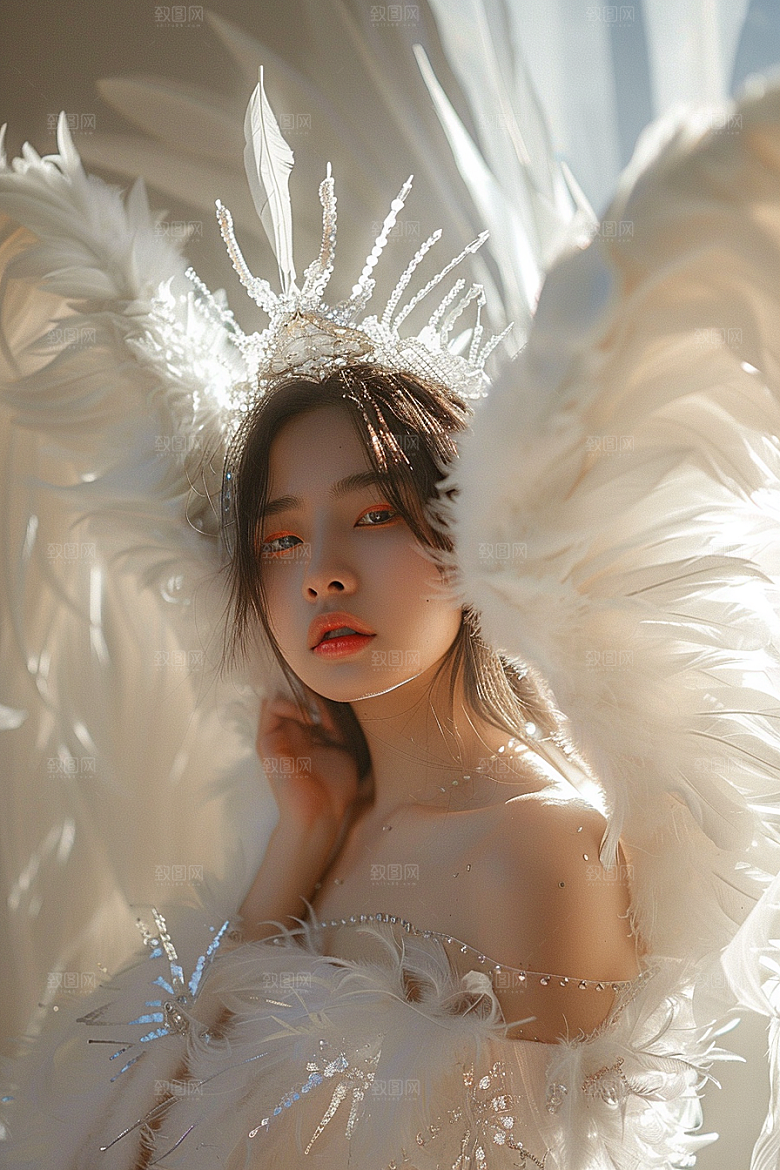 天使女神白色梦幻摄影图