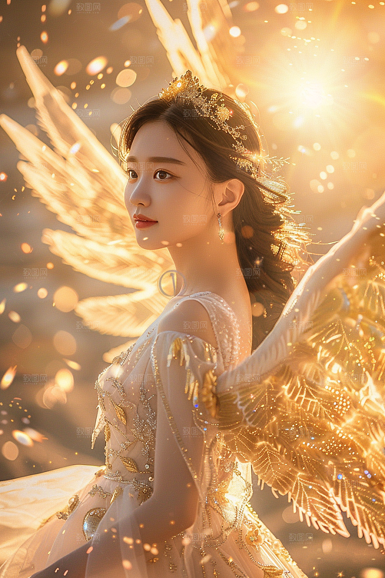 天使女神肖像白色摄影图
