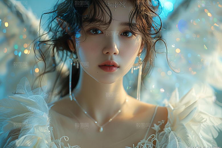 天使女神肖像白色摄影图