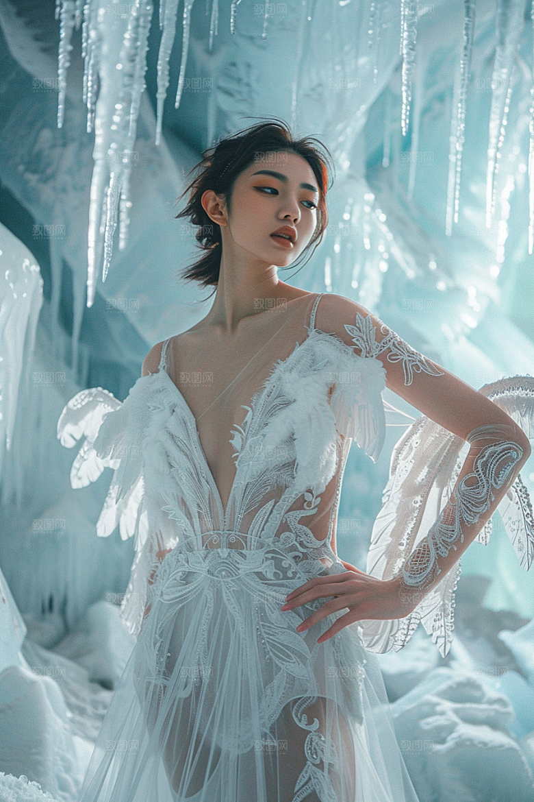 天使女神仙女羽毛翅膀摄影图