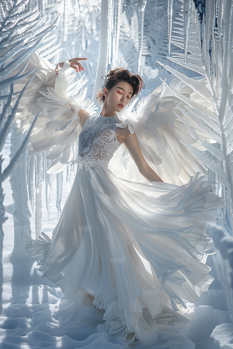 天使女神唯美白色摄影图
