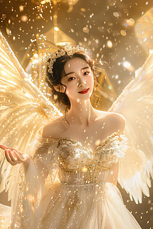 天使女神人物美女摄影图