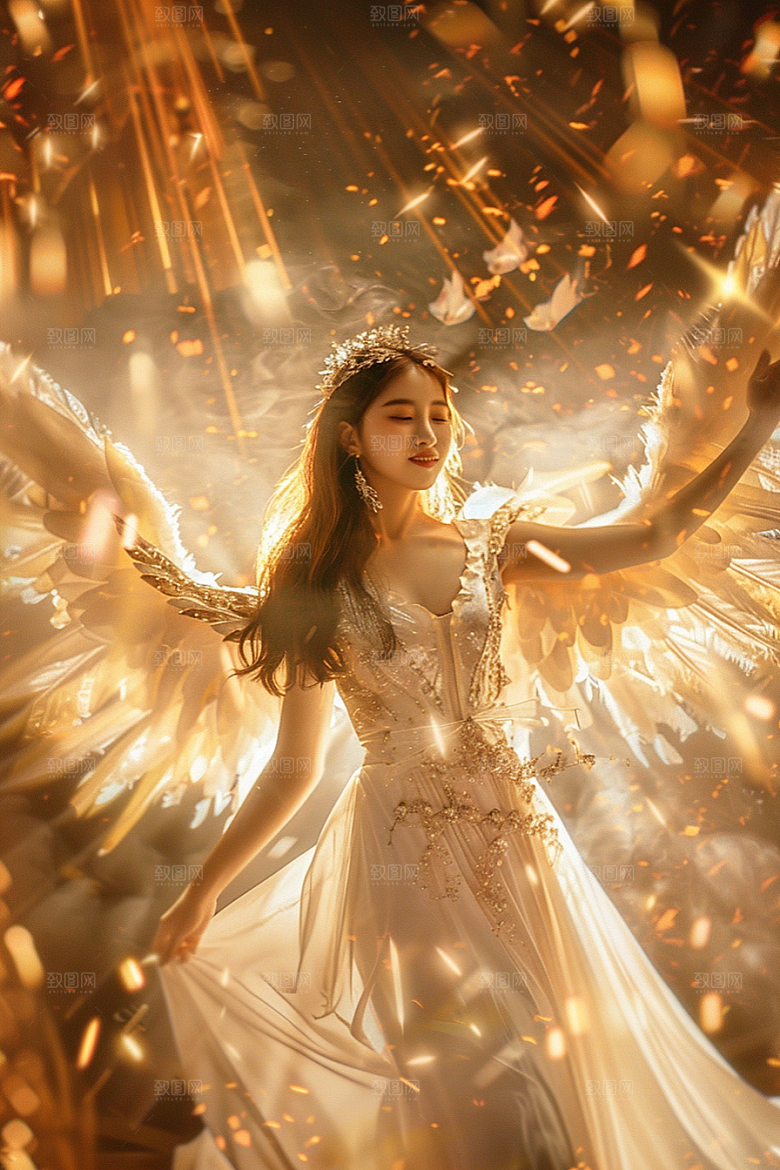 天使女神梦幻肖像摄影图