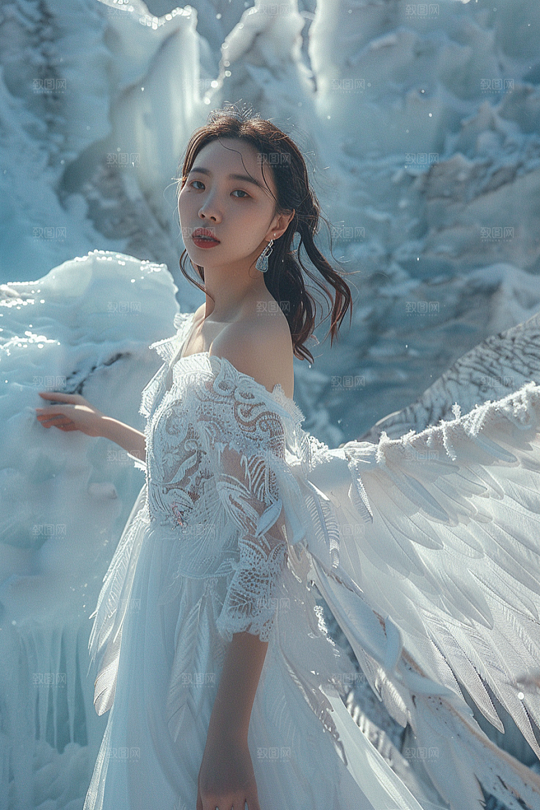天使女神唯美白色摄影图