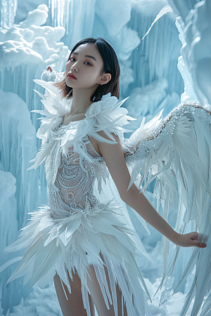 天使女神白色纯洁摄影图