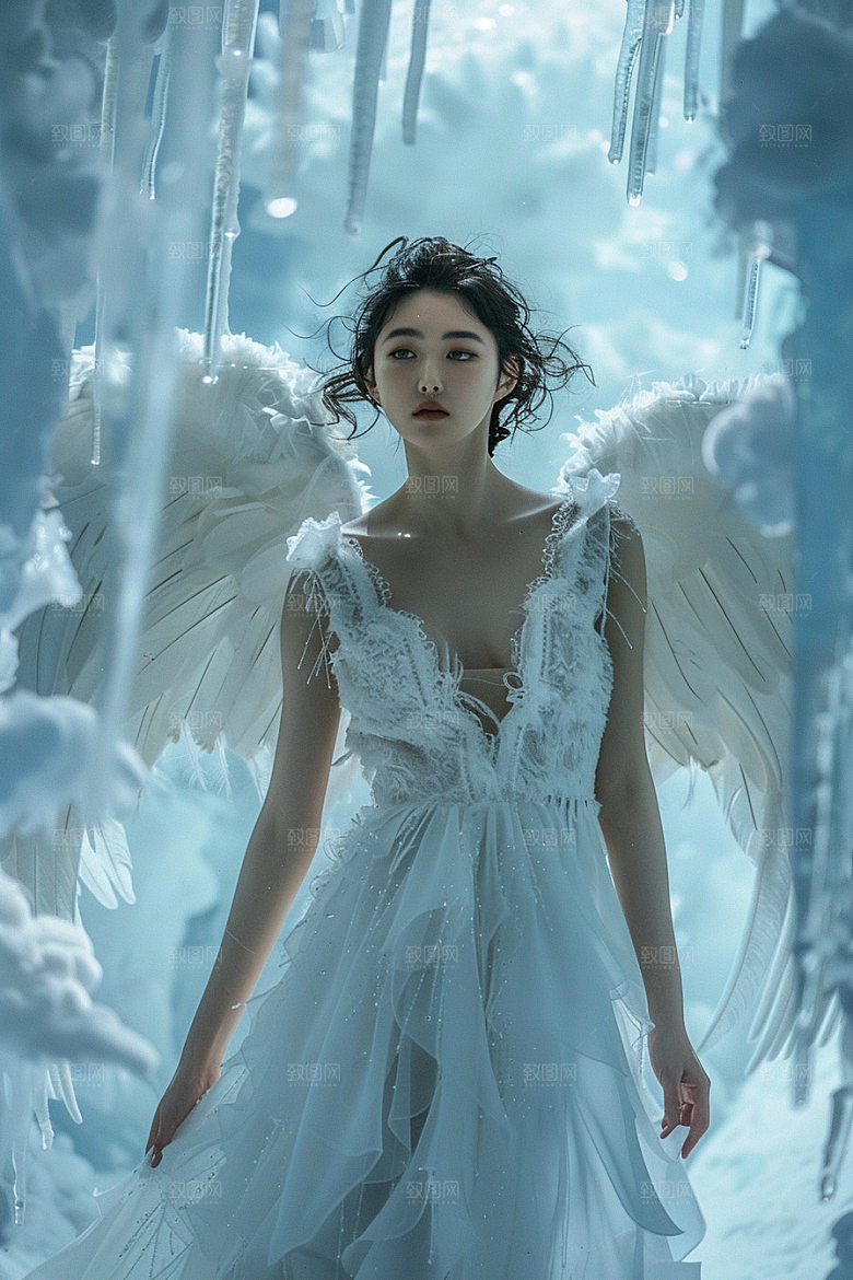 天使女神白色仙女摄影图