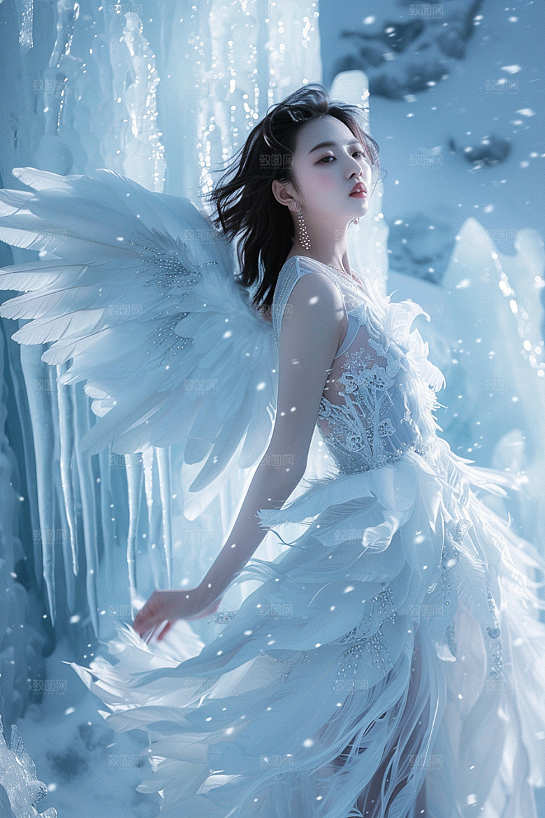 天使女神白色唯美摄影图