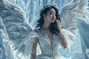 天使女神梦幻白色摄影图