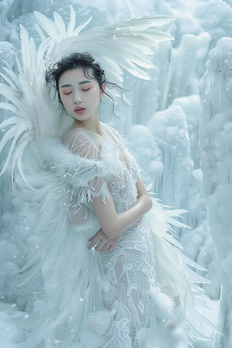 天使女神美女白色摄影图
