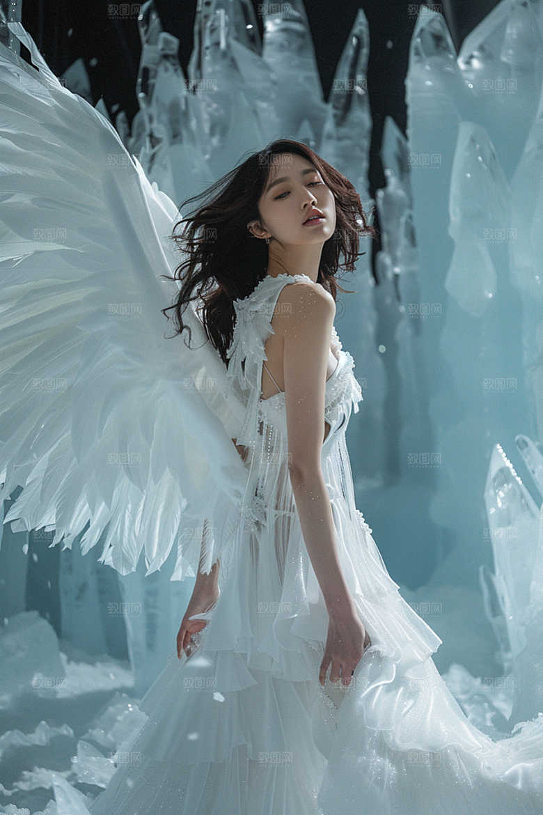 天使女神纯洁白色摄影图