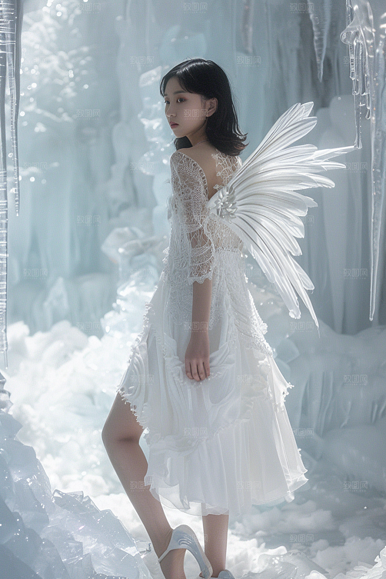 天使女神梦幻白色摄影图